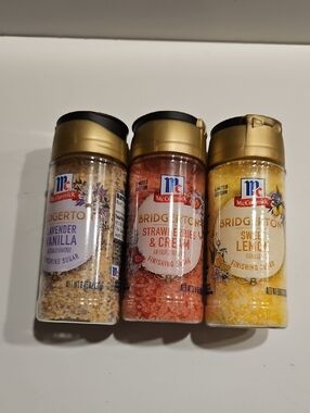 McCORMICK BRIDGERTON FINISHING SUGAR  STRAWBERRY CREAM,LAVENDER VANILLA , LEMON